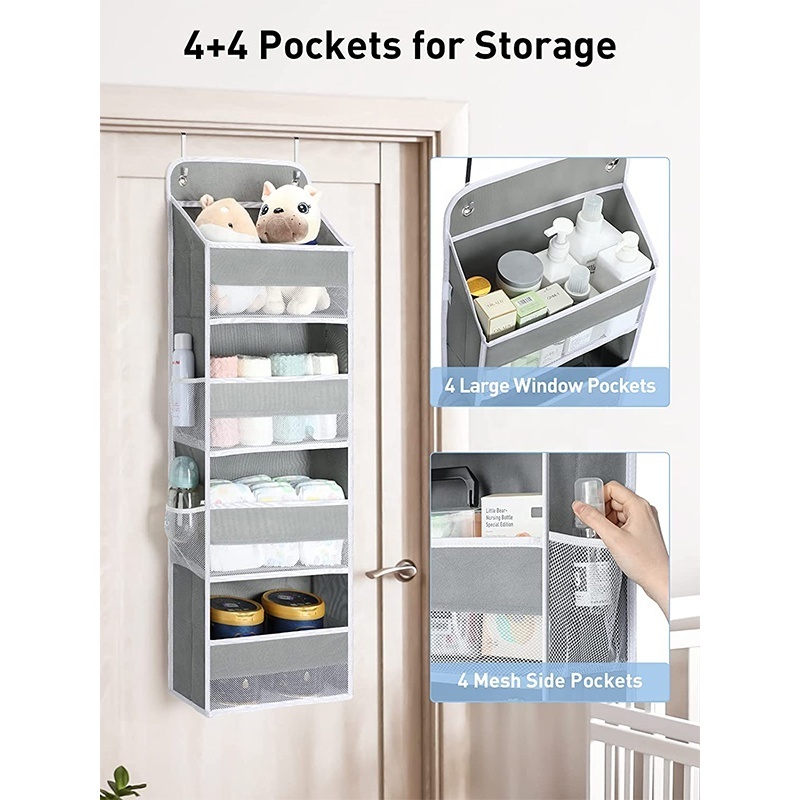 Over the Door Organizer, Organizer Storage with 4 Big Pockets 4 Side Mesh Pockets for Nursery