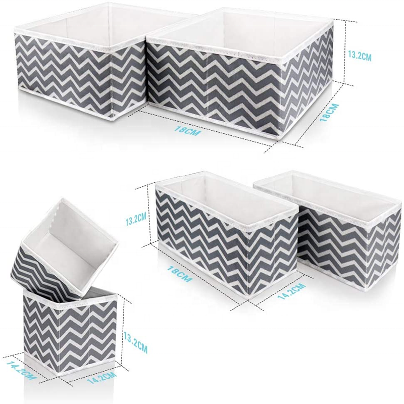 Fabric Storage Boxes 6 Packs Wardrobe Organizer Closet Container Baskets Cubes Foldable Drawer Dividers