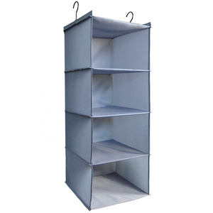 4-shelf Oxford Fabric Collapsible Hanging Closet Shelves Multipurpose Heavy Duty Wardrobe Clothes Organizer