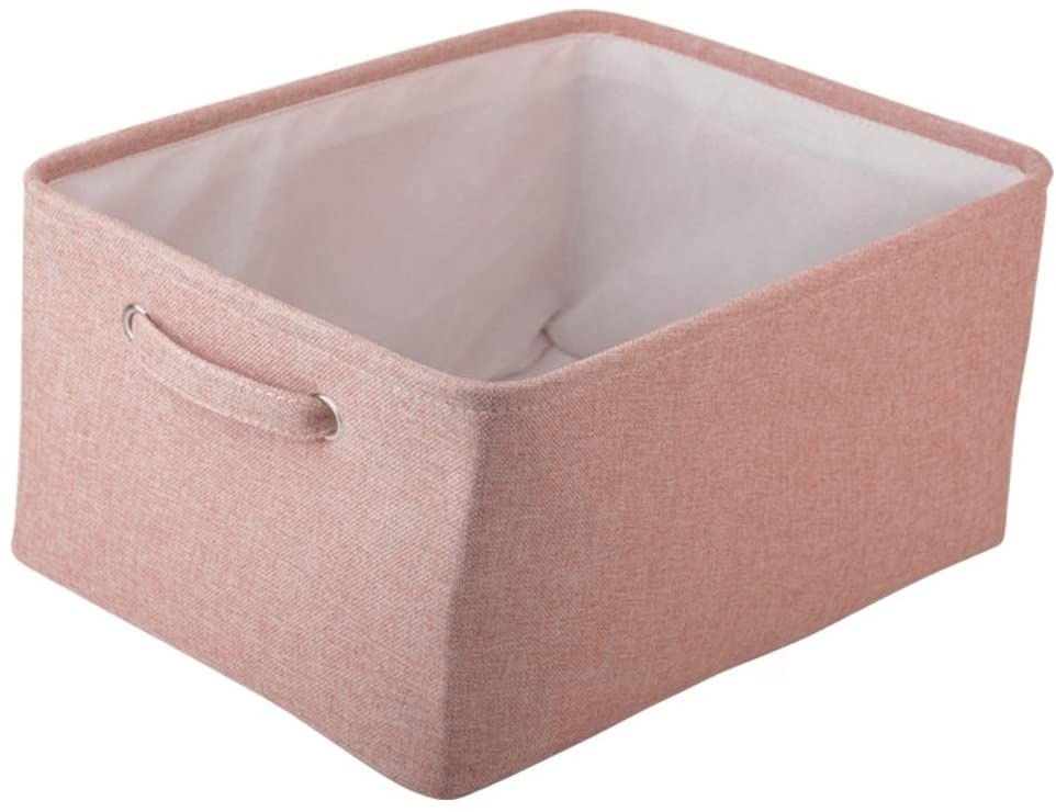 Canvas Pet Toy and Accessory Storage Bin with Handles, Organizer Storage Basket for Pet Toys, Blankets, Leashes Cat & Dog Toys