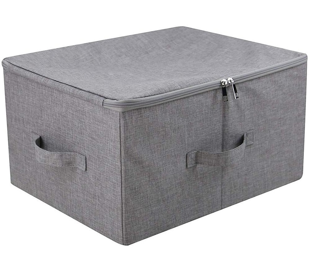 Stacked Folding Storage Box with Lid Dark Gray large storage basket