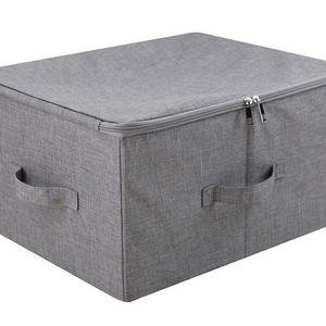 Stacked Folding Storage Box with Lid Dark Gray large storage basket