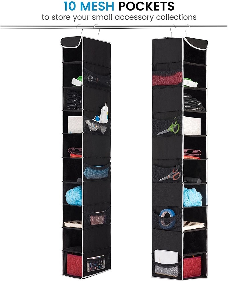 Hanging Closet Shoe Organizer with Side Mesh Pockets, Space Saving Shoe Holder