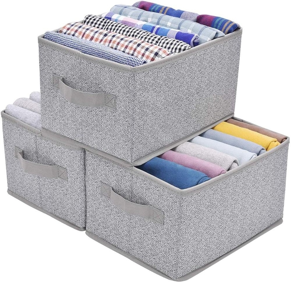 Wholesale Folding Storage Baskets for Shelves, Cloth Organizer Bins with Handles for Home Closet Bedroom Drawers Organizers