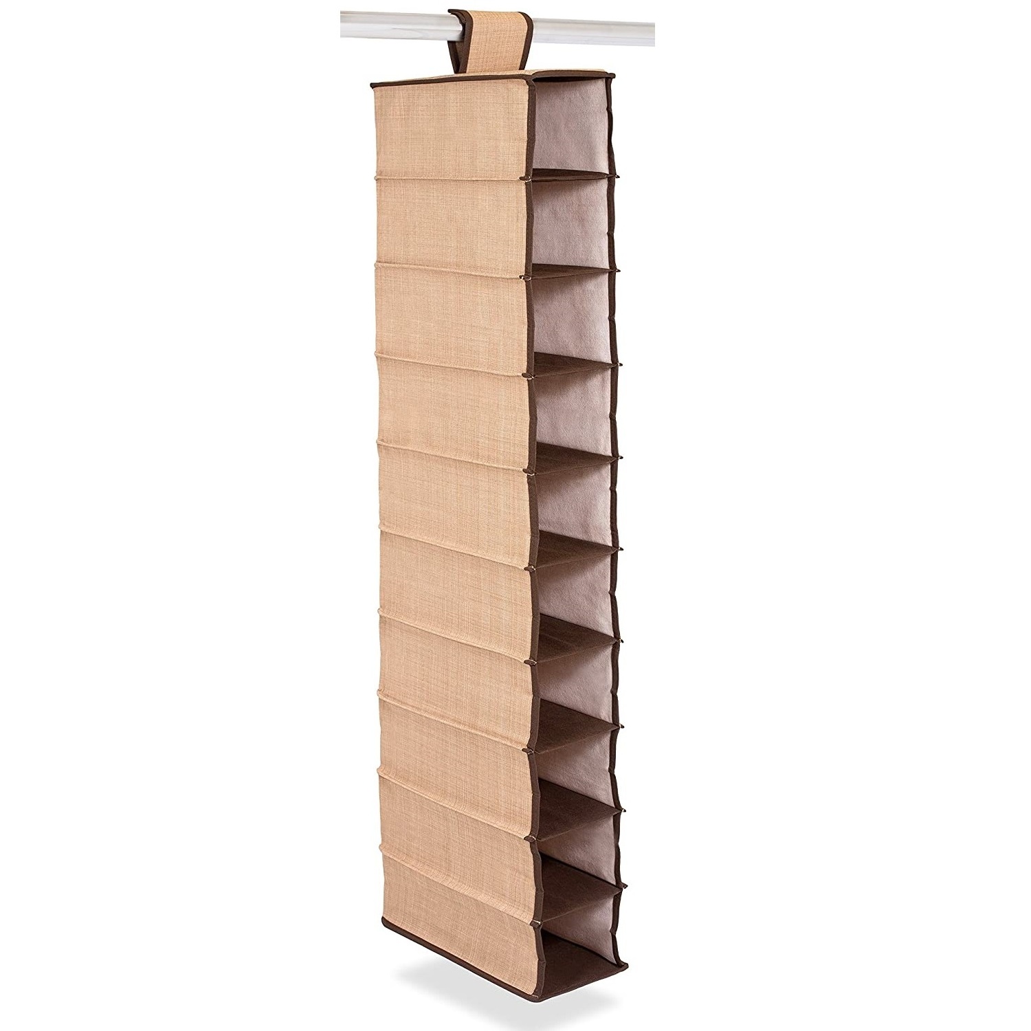 Houseware 10-Shelf Foldable Wardrobe Hanging Storage Bag Durable Hanging Shoe Organizer for Closet