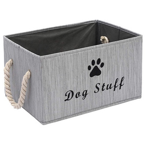 Toys Storage Box Fabric Storage Bins Organizer with Cotton Rope Handle, Collapsible Cube Basket Container Box for Dog