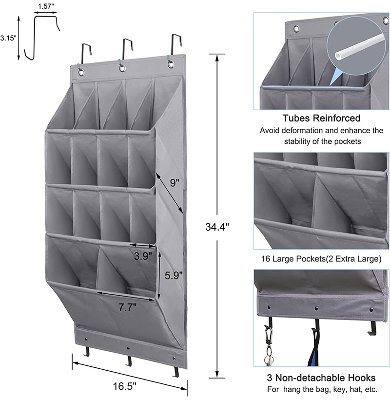 Wholesale Household Foldable Shoe Organizer Over The Door 14 Pockets Storage Hanging Organizer Shoe Bag Save Space for Home