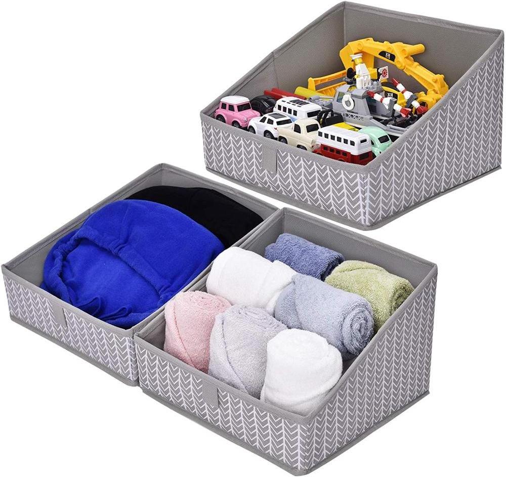 Open Storage Box, Trapezoid Storage Basket, Closet Shelf Storage Bins, Gray/White