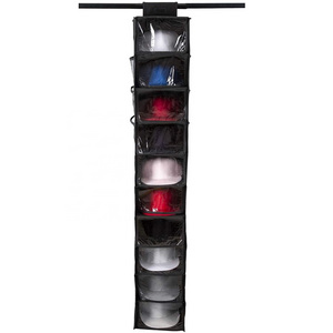 Hat Rack 10 Shelf Hanging Closet Hat Organizer with Clear PVC Window , Hat Storage Holder with Dust Shield