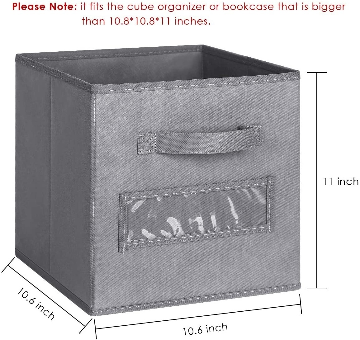 Storage Cubes Foldable Fabric Cube Storage Bins with Label Window Cards Cloth Cube Organizer Bins Storage Baskets