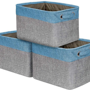 Big Rectangular Fabric Collapsible Organizer Bin Carry Handles Linens, Towels, Toys, Clothes, Kids Room, Nursery