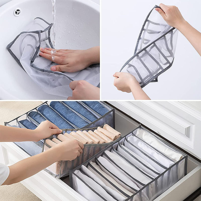 Clothes Organizers Jeans Mesh Storage Box Wardrobe Clothes Organizer Washable Closet Organizers for Drawers