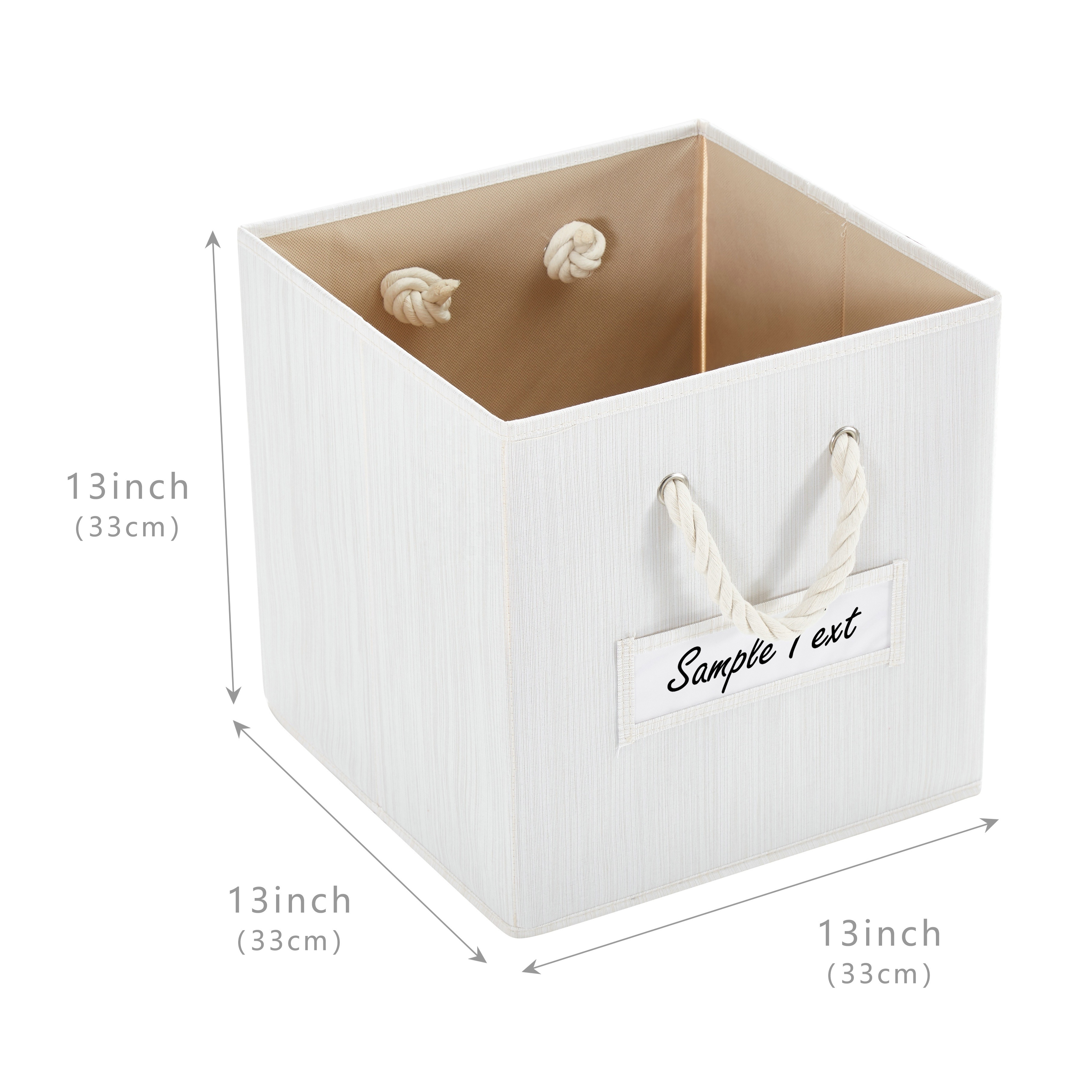 Foldable Storage Bins 13x13x13 inch for Cube Organizer with Cotton Rope Handles, Collapsible Basket Box Organizer, 3Pack