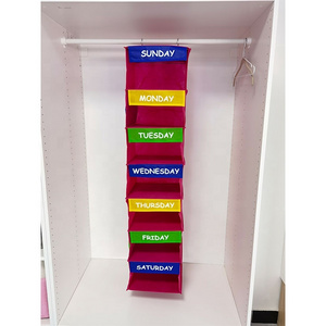 Daily Activity Kids Closet Organizer Closet Hanging Organizer 7-Grid Days of The Week Clothing Organizer for kids