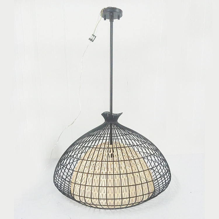 Modern Industrial Hanging Light Pendant Lamp Single Light Wire Cage Ceiling Pendant Light Fixture