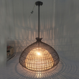 Modern Industrial Hanging Light Pendant Lamp Single Light Wire Cage Ceiling Pendant Light Fixture