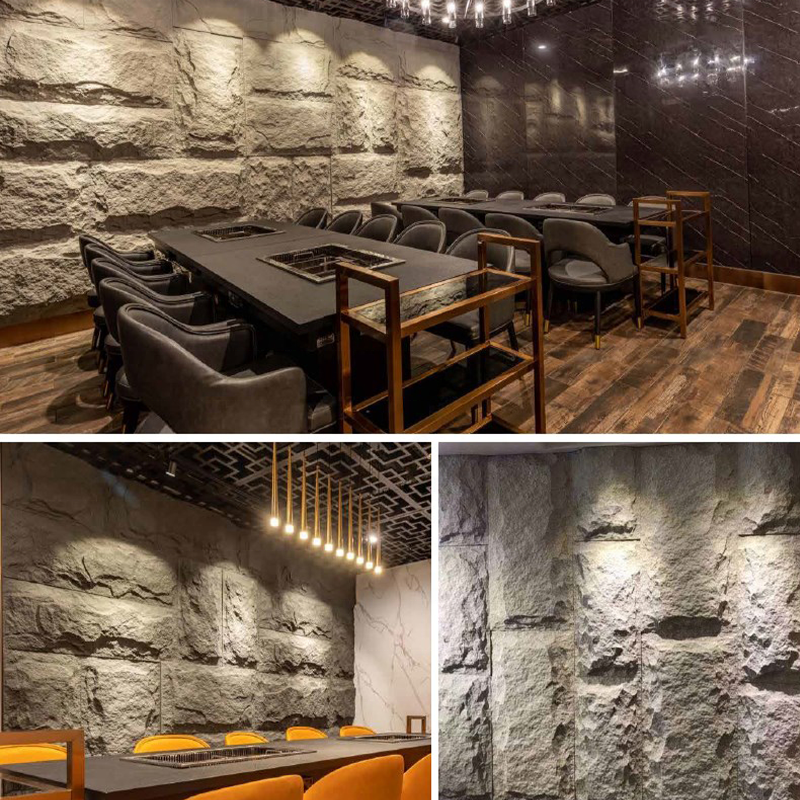 Lightweight PU Artificial Stone Wall Panels Mushroom Stone Interior Wall 3D Decorative Stone Wall Panels