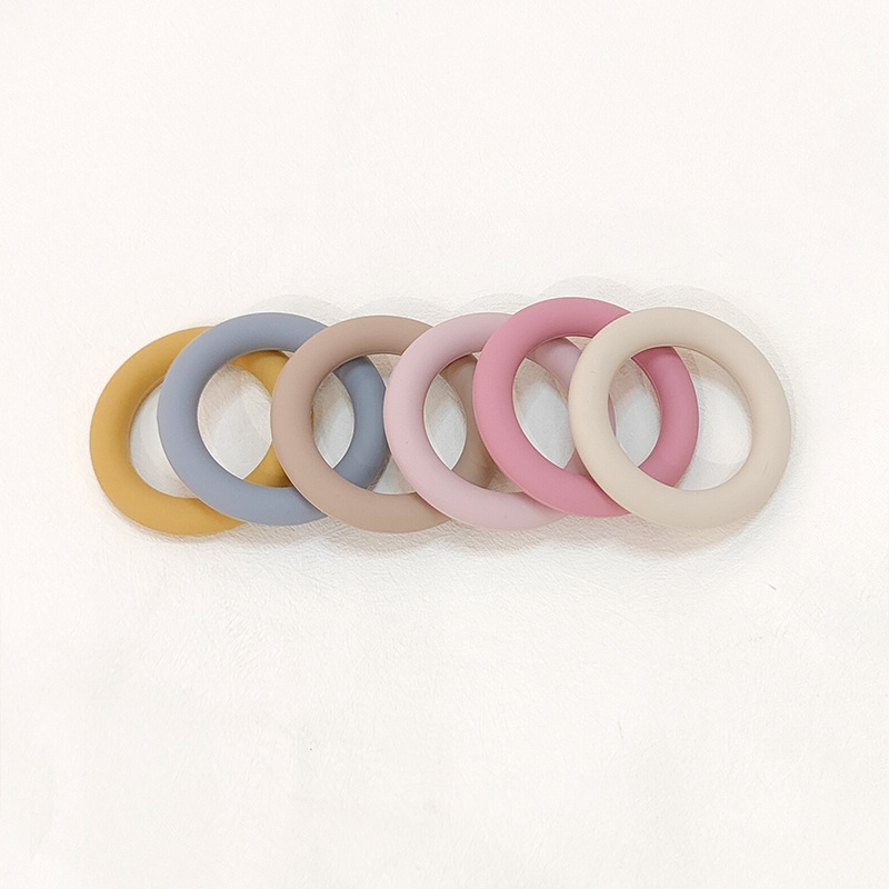 Baby Sensory Natural Silicone Ring Teether Stroller Rattles Cotton Fabric Rabbit Bunny Ear Hand Teething Toy Baby Shower Gifts