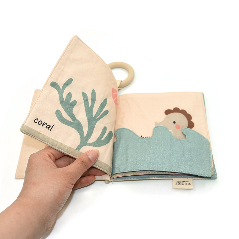 Customized Cute Baby Soft Cloth Books Education Interactive Fabric Animals Baby Cloth Books Soft Baby Cloth Book for Kids