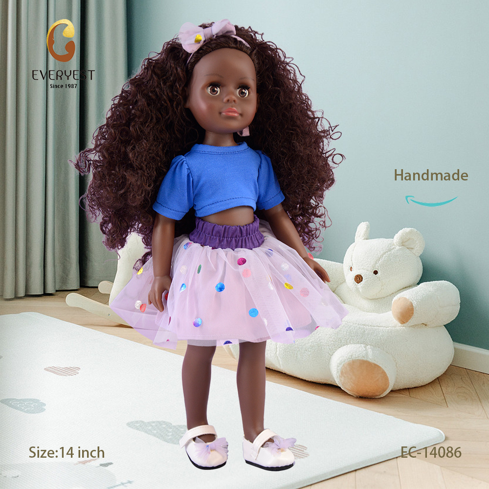 Beautiful Dolls With Long Curly Hair For 14 Inch Vinyl Fashion  Doll Black African Native American doll