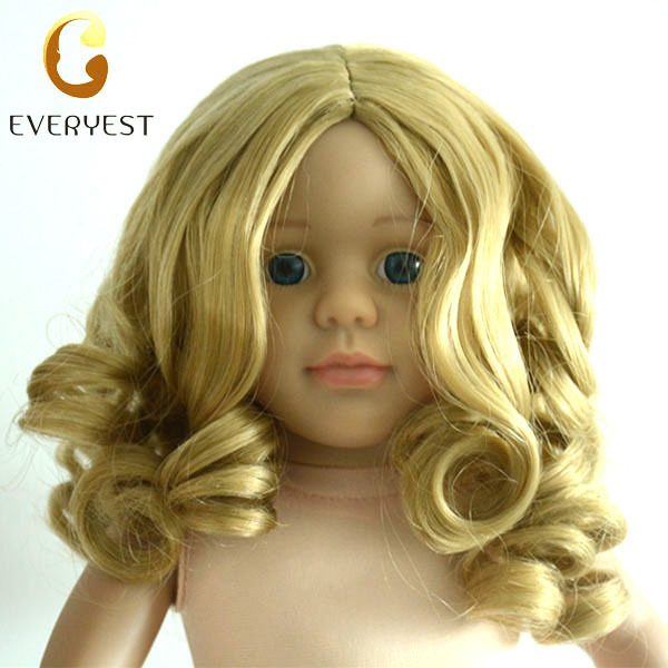 Heat resistant synthetic brazilian hair wigs for 18inch dolls