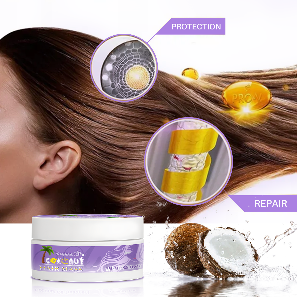 Organic Repairing Moisturizing Smoothing Coconut Oil Hair Mask Treatments