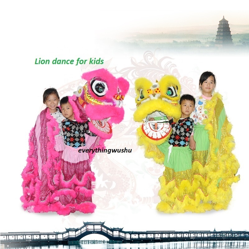 Unisex Lion Dance Costume for Kids New Year Performance Plush Anime Mascot Costume for Halloween