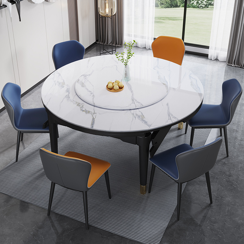 sintered stone folding modern luxury extendable round marble dining tables set for 8 table 6 seatet with chairs room furniture