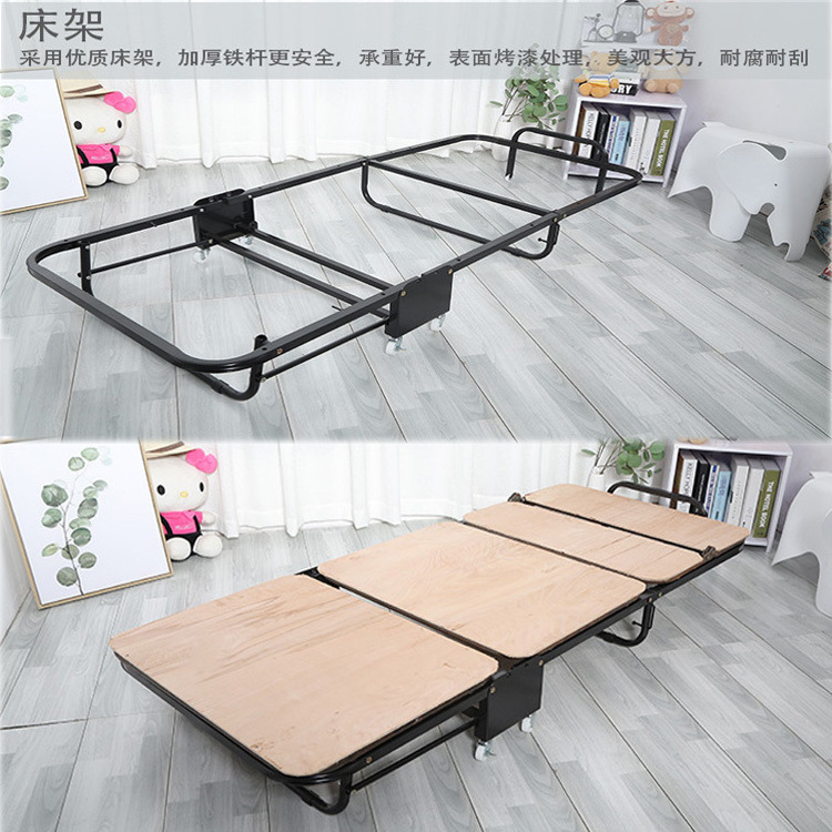 Modern single folding bed home office nap sofa bed simple portable escort bed steel frame with pulley