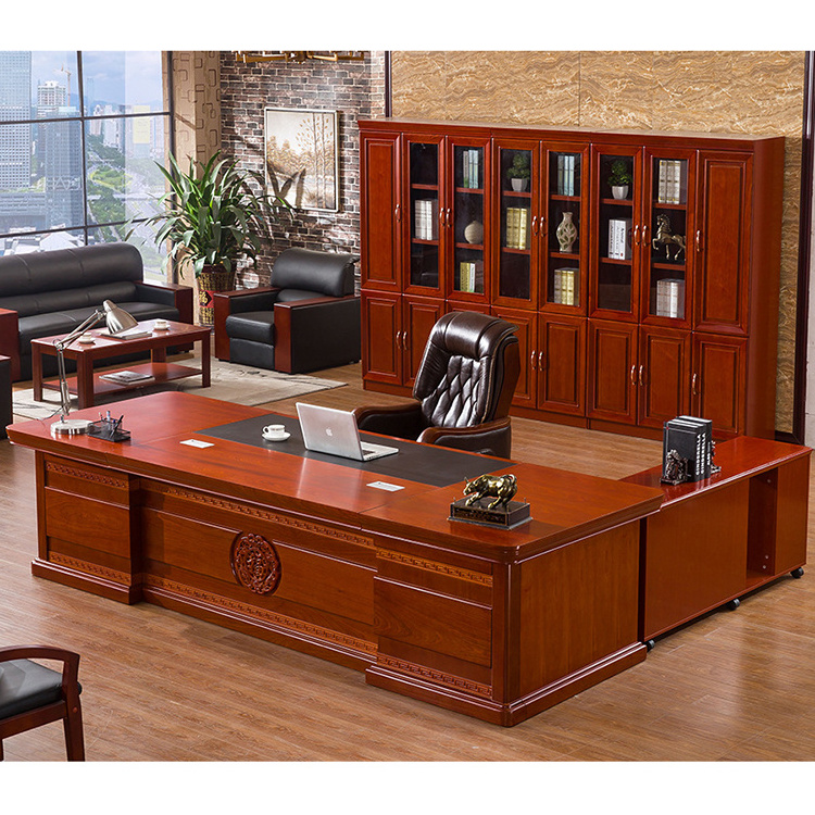 Chinese style office furniture fashion boss desk luxury taipan table with removable side cabinet Manager's desk