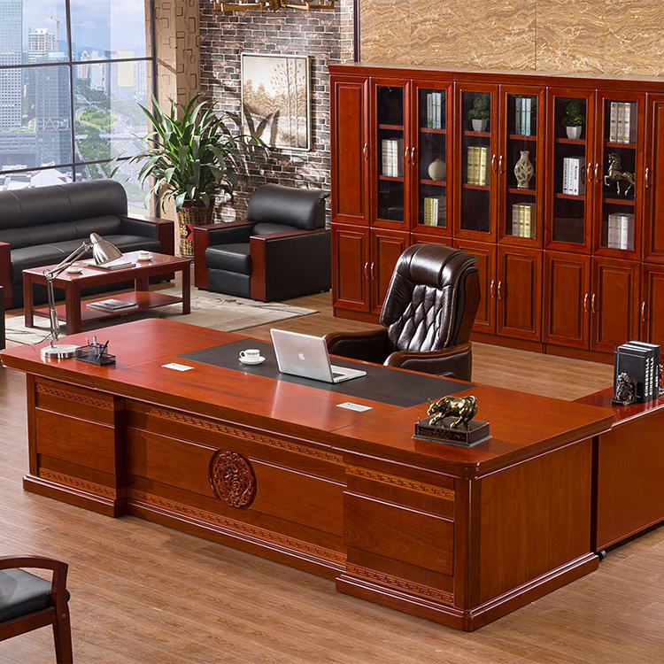 Chinese style office furniture fashion boss desk luxury taipan table with removable side cabinet Manager's desk