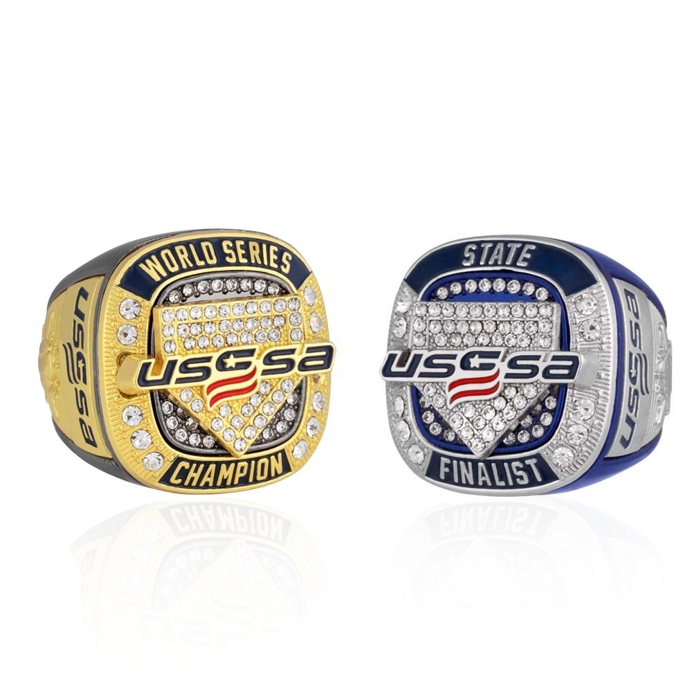 cheap custom alloy usssa youth baseball softball championship rings silver gold plating rings for men tournament sports jewelry