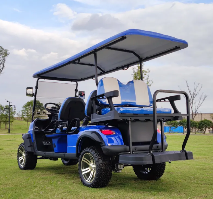 Silent And Comfortable 6 Seater Orange 4 Wheel Drive Rotary Forward Reverse Switch Electric Golf Cart