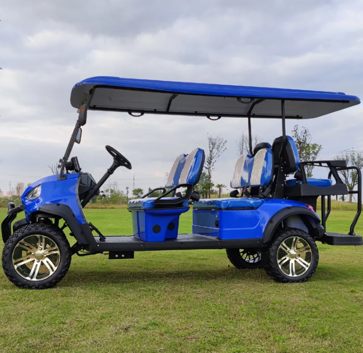 Silent And Comfortable 6 Seater Orange 4 Wheel Drive Rotary Forward Reverse Switch Electric Golf Cart