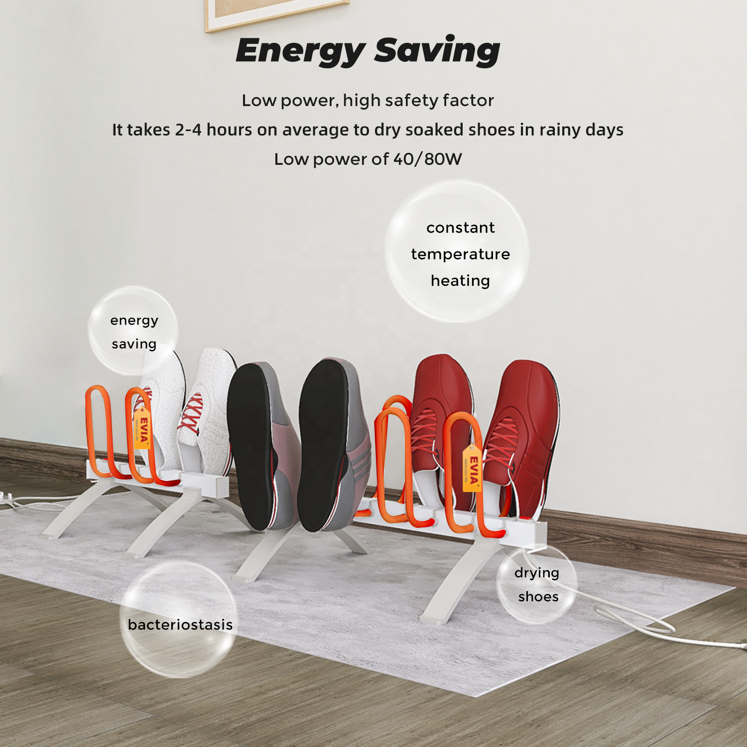 EVIA Hot Freestanding Portable Multifunctional Smart Faster Shoe Dryer with Timer