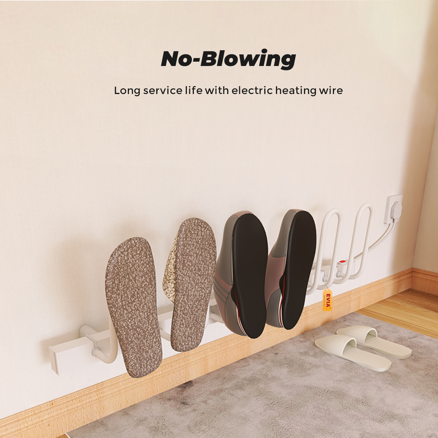 EVIA Household Wall Mounted Electric Shoe Dryer 3 Pair Heated Shoe Rack