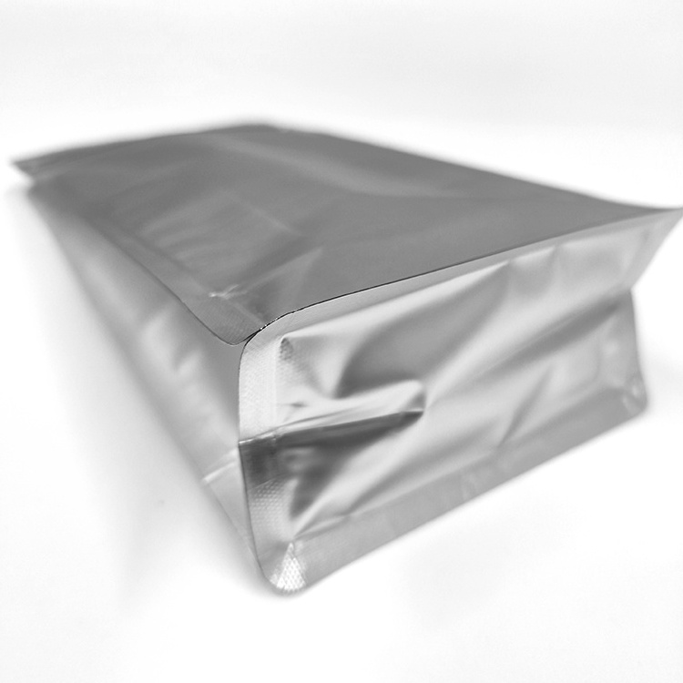 Wholesale Silver Resealable Flat Bottom Package Standing Up Aluminum Foil  Eight Side Sealed Pouch Packaging Bag With Zipper