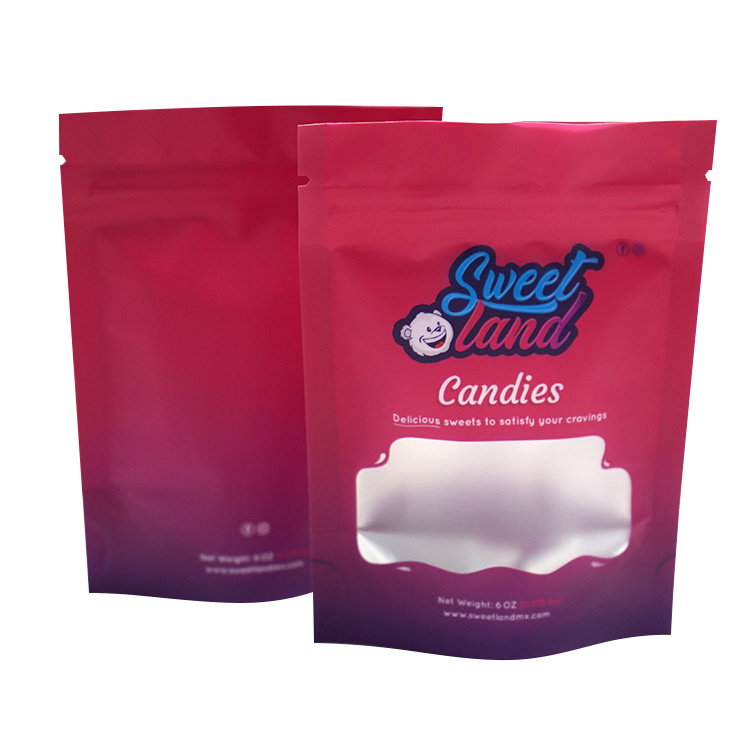 Custom Printed Heat Seal 3.5 7G 1Oz Plastic Candy Zip Lock Smell Proof Stand Up Pouch Packaging Mylar Bags With Window