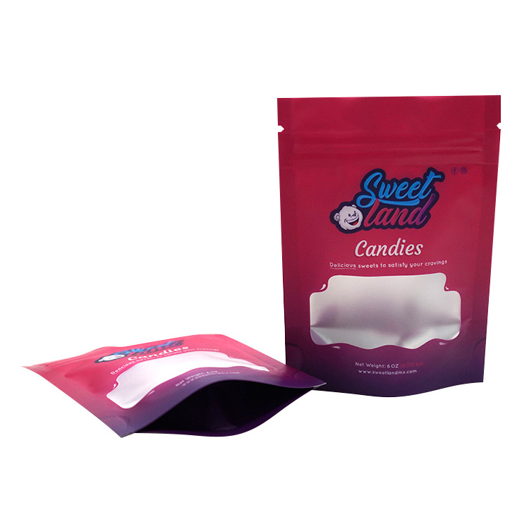 Custom Printed Heat Seal 3.5 7G 1Oz Plastic Candy Zip Lock Smell Proof Stand Up Pouch Packaging Mylar Bags With Window