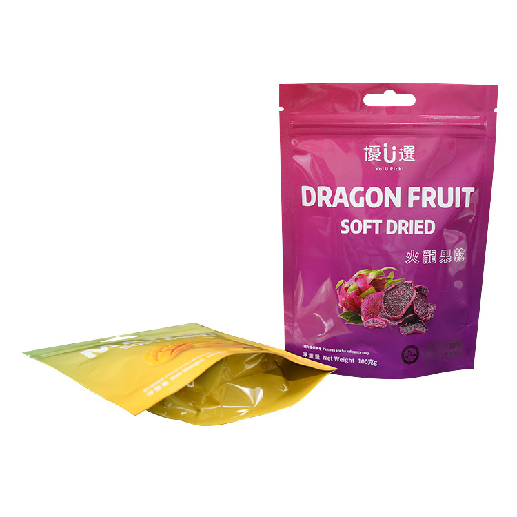 Resealable Ziplock Doypack Snack Food Packaging Bag Stand Up Pouches Packaging Zipper Bag for Dried Fruit