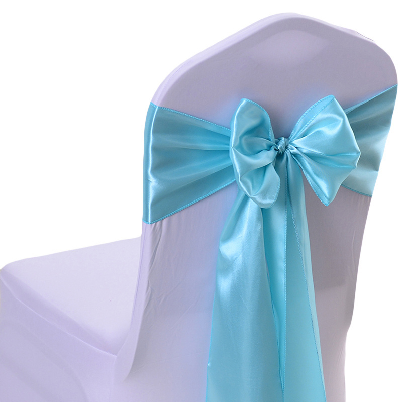 Sky blue chair bands banquet party home satin chair sashes for wedding