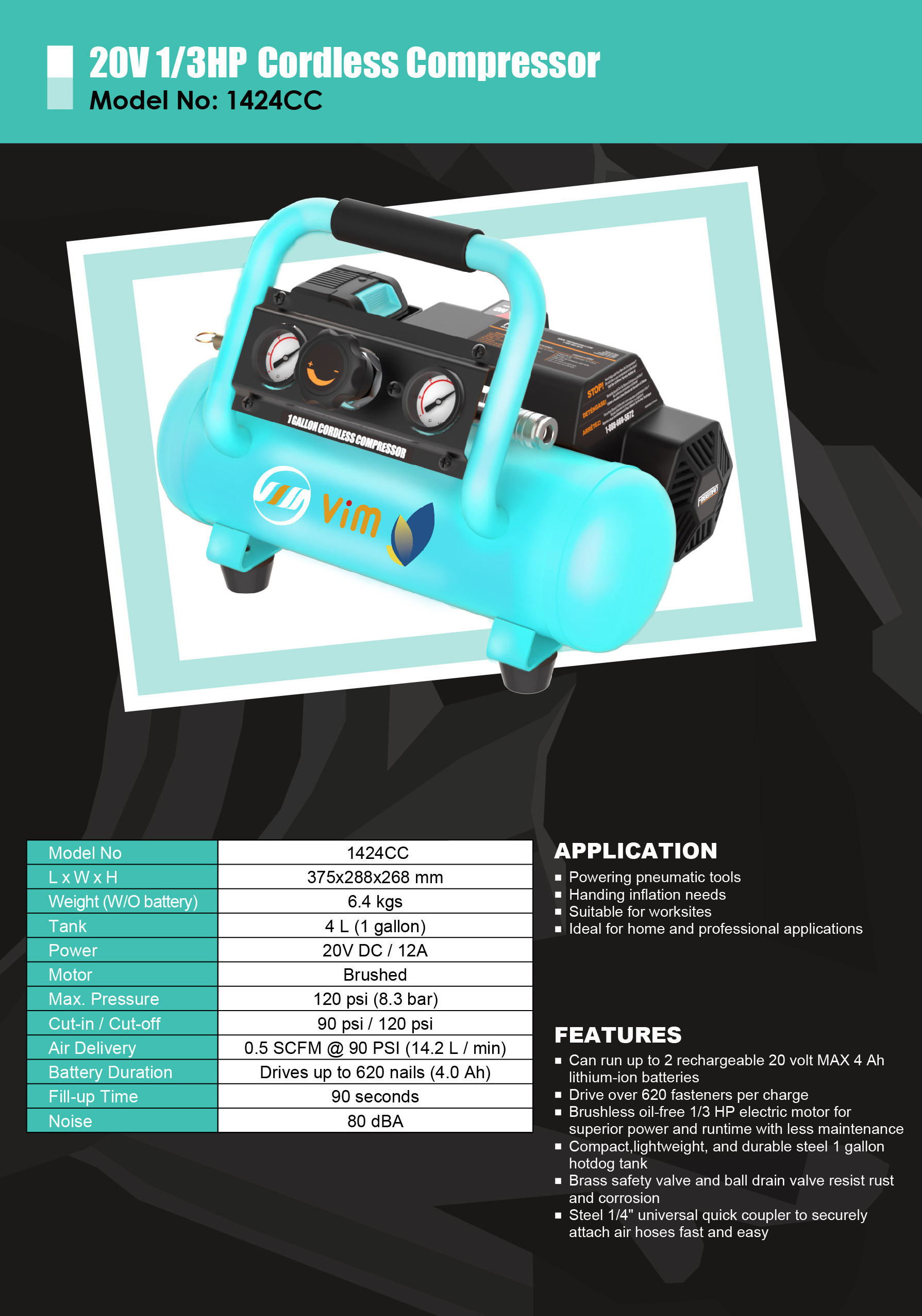 1424CC Battery Air Compressor