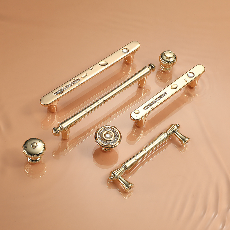 Bright Gold Zinc Alloy Cabinet Wardrobe Door Handle Kitchen Cabinet Pull Handle gold knobs for drawers