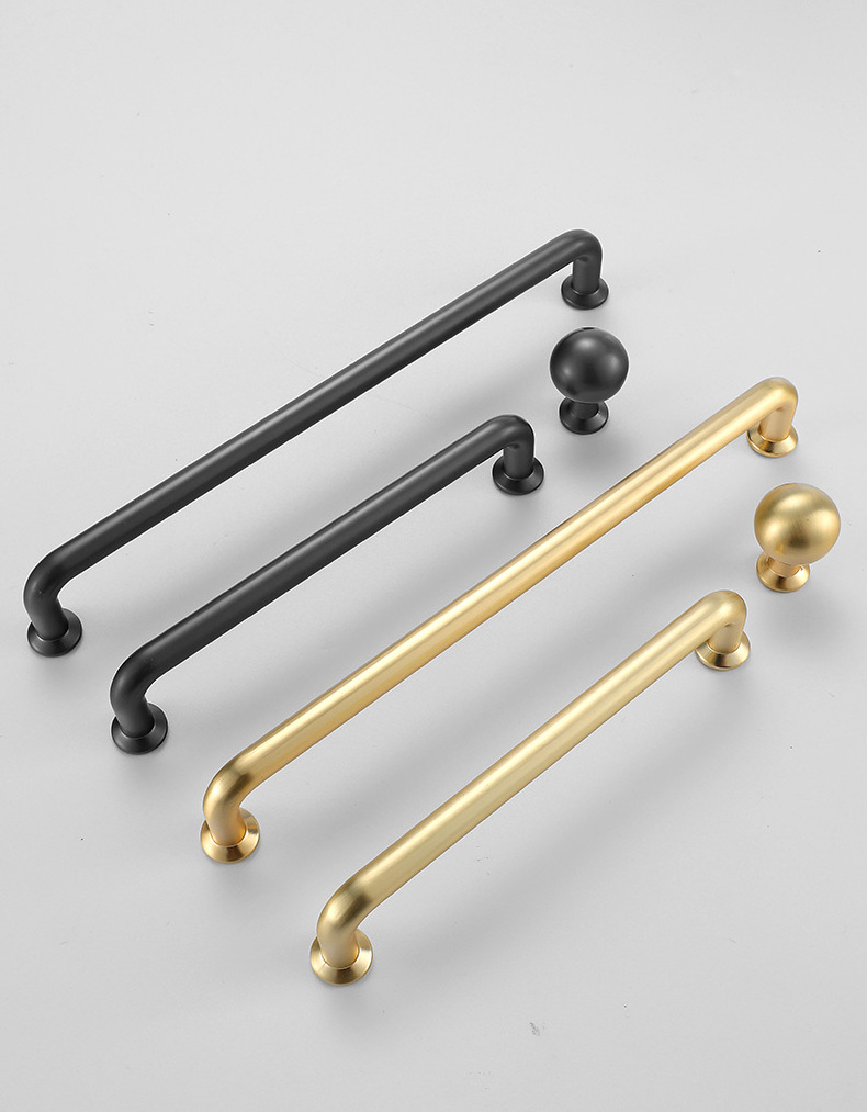 Bright Gold Zinc Alloy Luxury Black Gold Knurled Kitchen Door Pull Satin Brass T Bar Cabinet Handle