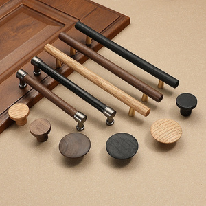 Modern Minimalist Retro Natural Wood Cabinet Door Handle Cupboard Drawer Wardrobe Handle furniture hardware pulls and knobs