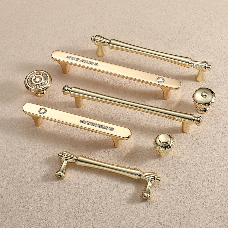 Bright Gold Zinc Alloy Cabinet Wardrobe Door Handle Kitchen Cabinet Pull Handle gold knobs for cabinets and drawers