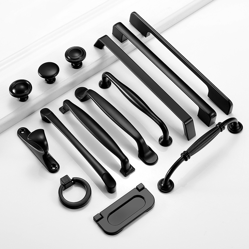 Black handle cabinet  wardrobe shoe cabinet  porch cabinet door  handles aluminum alloy pull