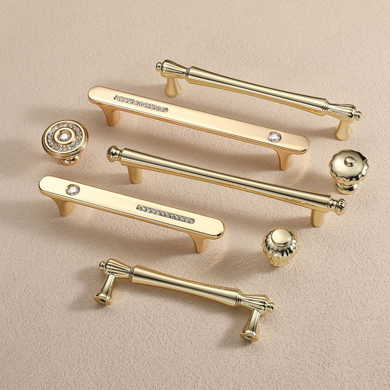 Bright Gold Zinc Alloy Cabinet Wardrobe Door Handle Kitchen Cabinet Pull Handle rose gold cabinet pulls