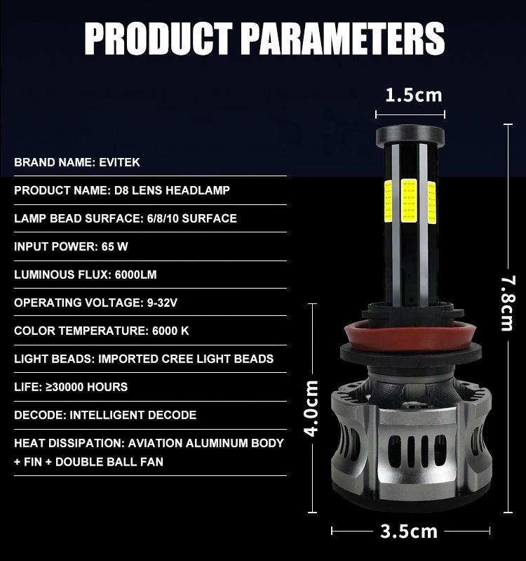 4 6 8 Sides Led 12V H8 H11 H7 LED 20000LM HB3 9005 HB4 H1 H3 H4 Canbus automatic car LED Headlight bulbs