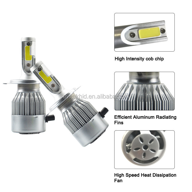 Factory Price 36W 3800LM COB yellow 8000 lumen motorbike Led H4 All in One Led H4 Car Led Headlight dual color C6 6000K